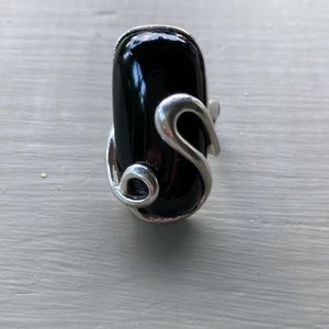 Sterling silver & black onyx stone ring